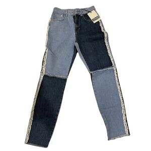 RAGGED PRIEST Equilibrium Patchwork Retro Vintage Denim Mom Jeans Size 26 New